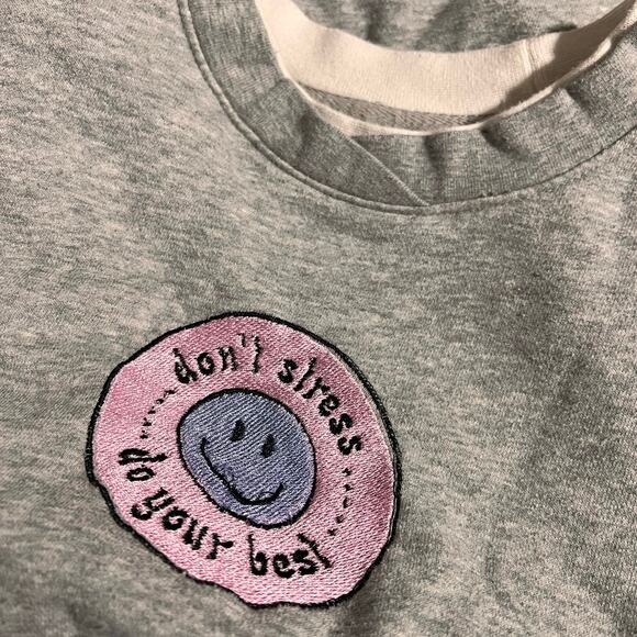 Vintage Don't Stress Do Your Best Happy Face Embroidered Sweatshirt - Picture 4 of 8